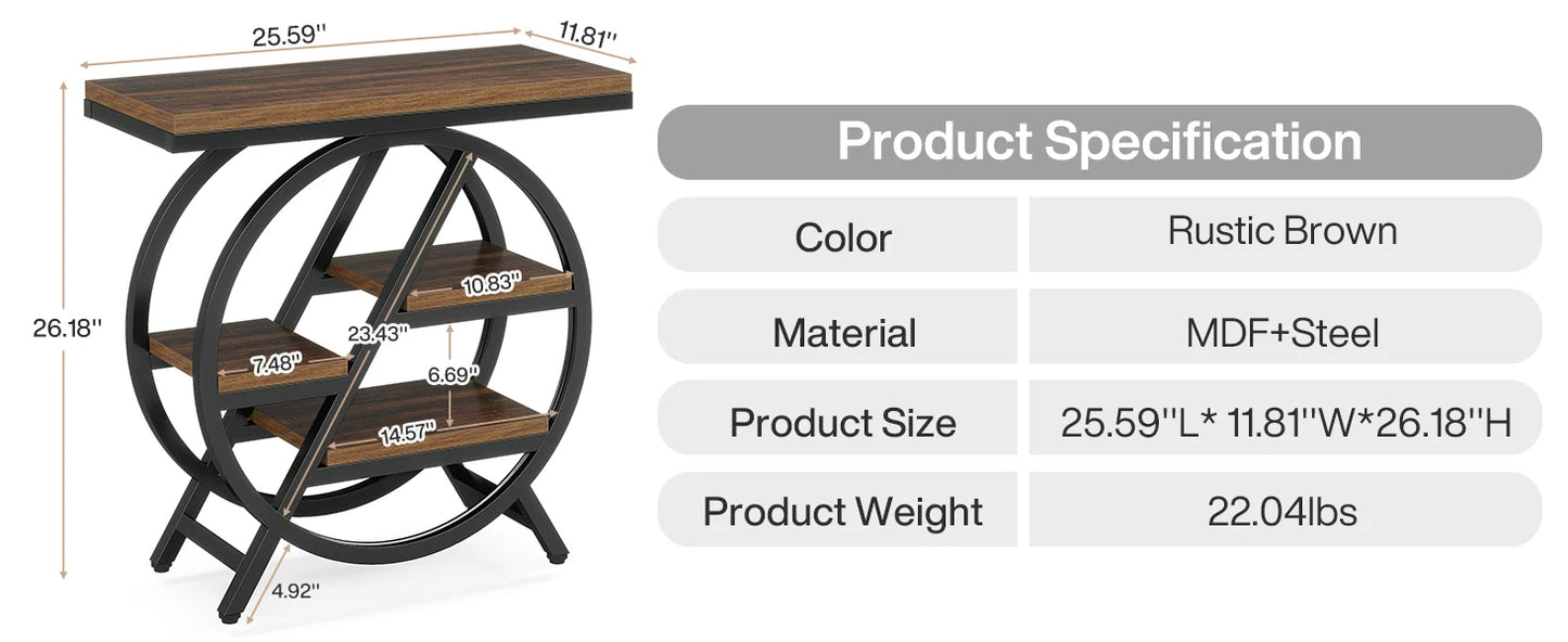 3 tier side table with storage shelf placed beside a sofa