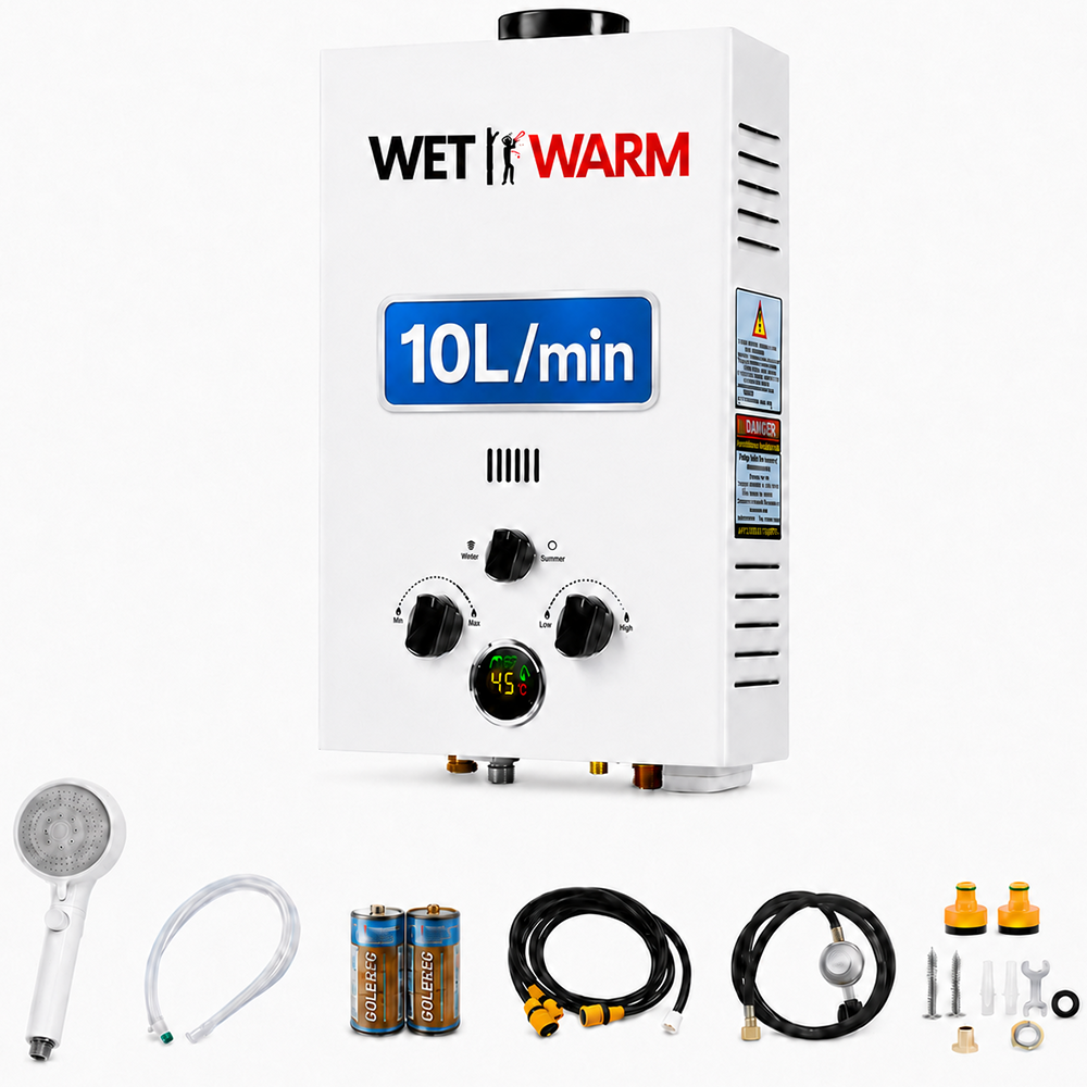 Gas Water Heater 8 in 1 - 10L Portable Camping Outdoor Instant Hot Shower Heating System
