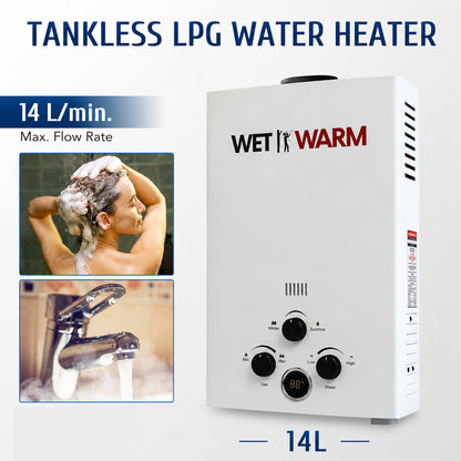 Gas Water Heater 8 in 1 - 14L Portable Camping Outdoor Instant Hot Shower Heating System