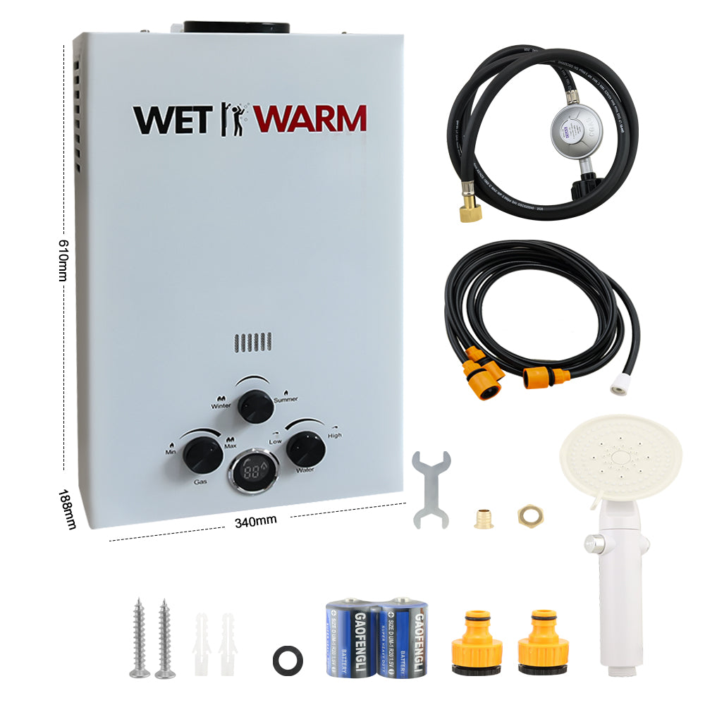 Gas Water Heater 8 in 1 - 14L Portable Camping Outdoor Instant Hot Shower Heating System