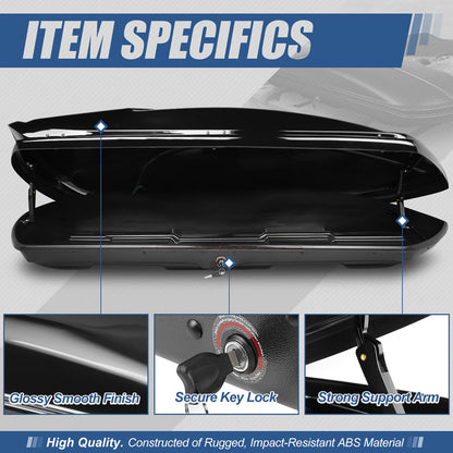 Glossy Black Cargo Roof Top Racks Box Tarvel Luggage Carrier Box