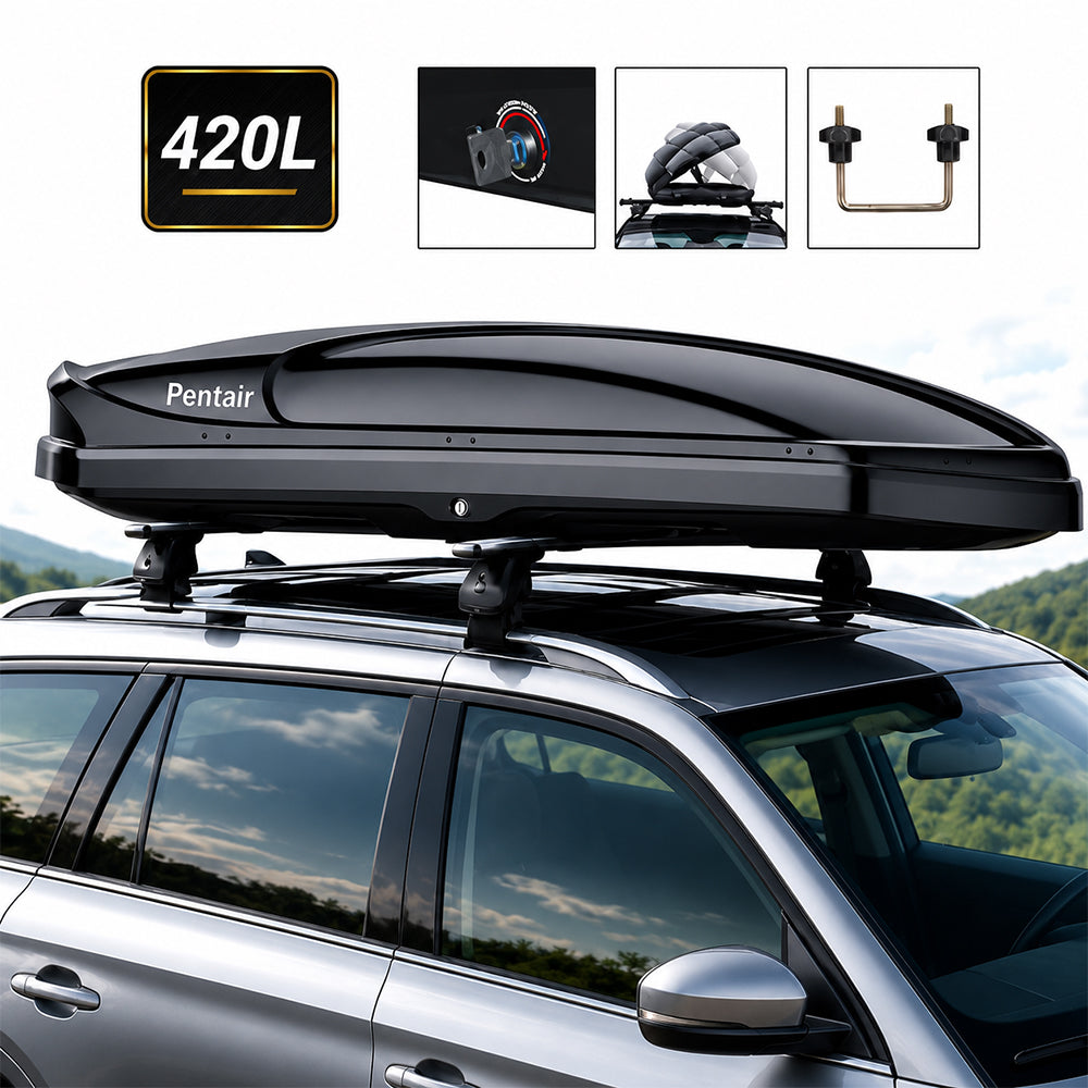 Glossy Black Cargo Roof Top Racks Box Tarvel Luggage Carrier Box