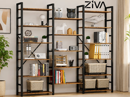 17 Shelf Bookshelf Bookcase – 5-Tier Industrial Storage Unit