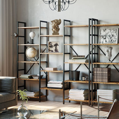 17 Shelf Bookshelf Bookcase – 5-Tier Industrial Storage Unit