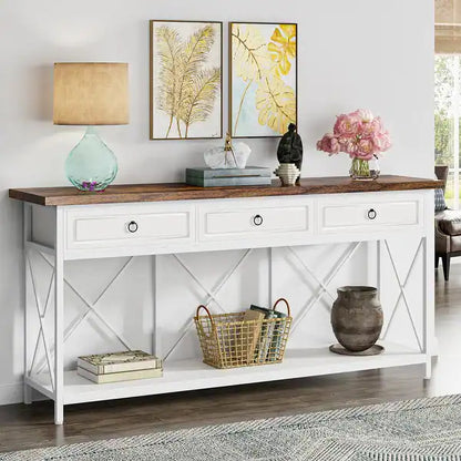 Ziva Console Table Hall way Entry Table with 3 Drawers