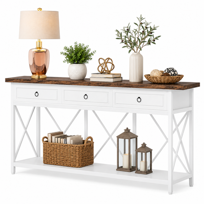 Ziva Console Table Hall way Entry Table with 3 Drawers
