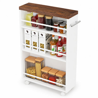 4 Tier Slim Rolling Storage Cart Bathroom Shelves Organizer for Kitchen Laundry