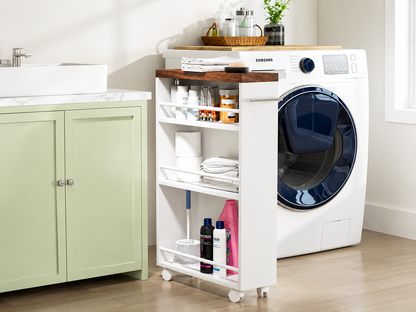 4 Tier Slim Rolling Storage Cart Bathroom Shelves Organizer for Kitchen Laundry