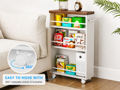 4 Tier Slim Rolling Storage Cart Bathroom Shelves Organizer for Kitchen Laundry