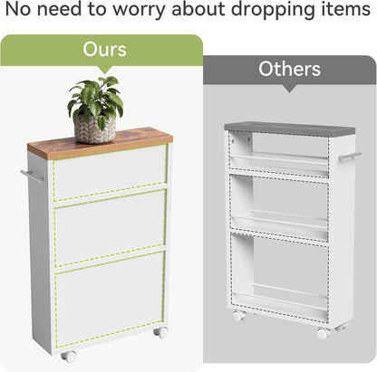 4 Tier Slim Rolling Storage Cart Bathroom Shelves Organizer for Kitchen Laundry