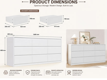 Chest of Drawers Tallboy 9 Drawers Tall Boy