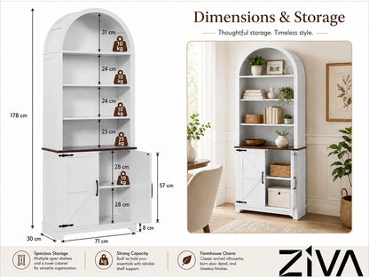 Ziva Arched Bookshelf Bookcase