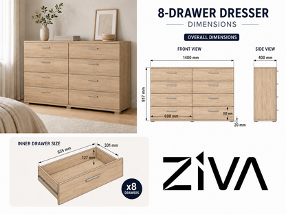 Lowboy 8 Drawers Dresser