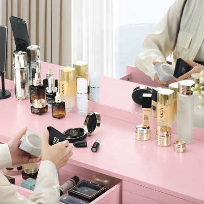 Ziva Dressing Table with Drawers and Lighted Mirror
