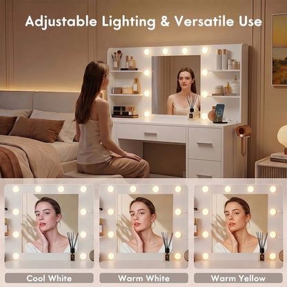 Ziva LED Dressing Table - White