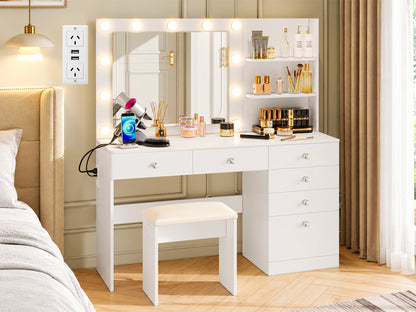 ZiVa LED Vanity Mirror Dressing Table with Stool