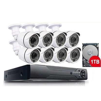 Front view of security camera system 8 camera showing 2MP lens