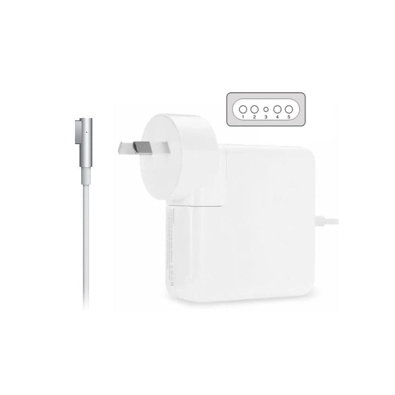 Magsafe 85W MacBook Pro charger with NZ plug side view