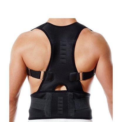Posture Correct back support showing front view in black neoprene