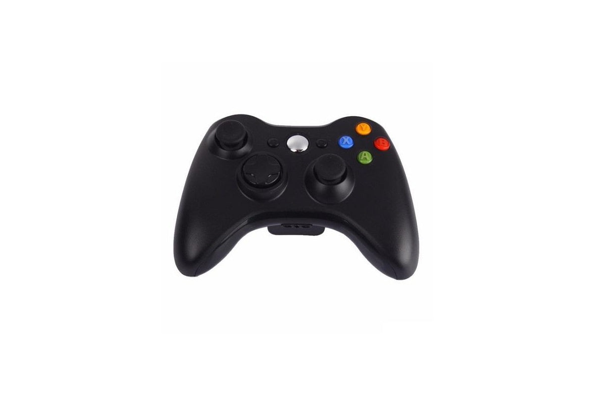 Side angle of Xbox 360 wireless controller showing shoulder buttons