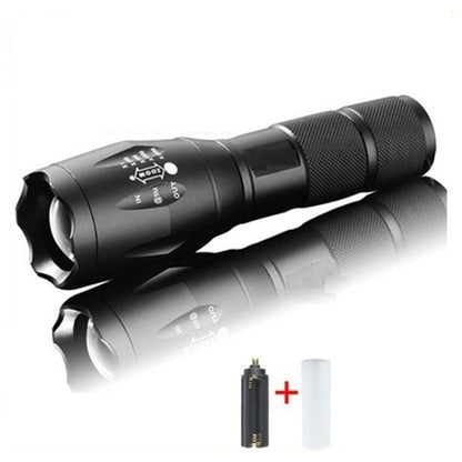 LED torch front view showing aluminium body
