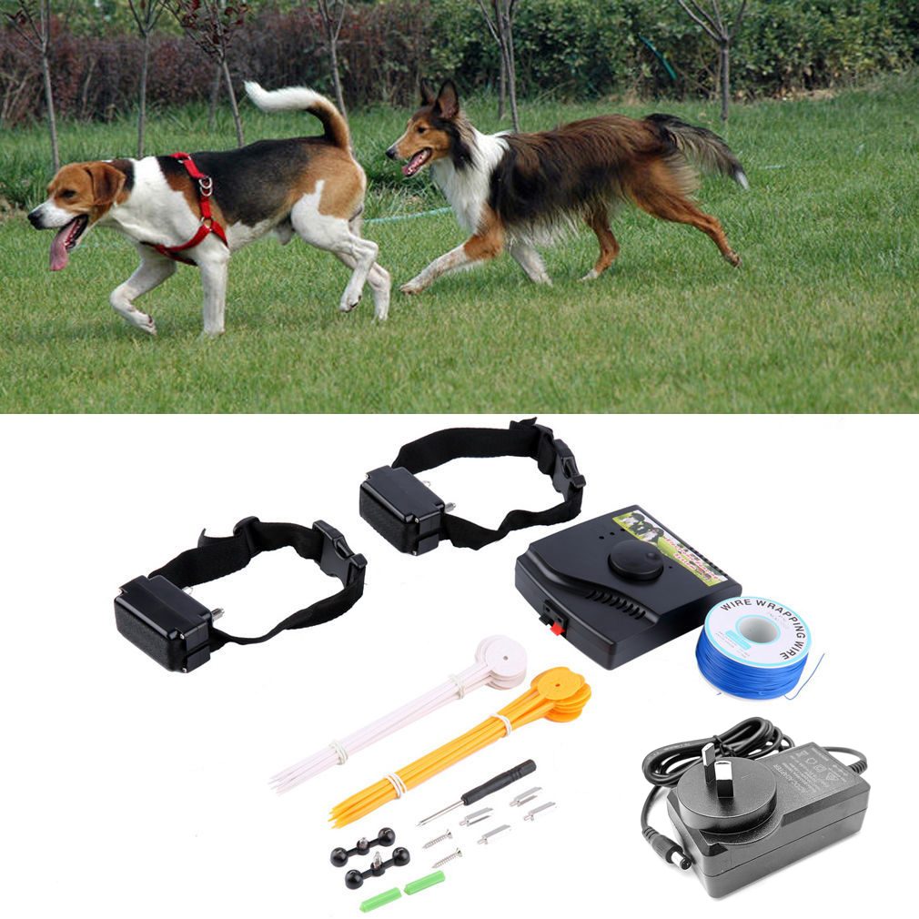 Electric Dog Fence System Rechargeable Fencing 2 Collars