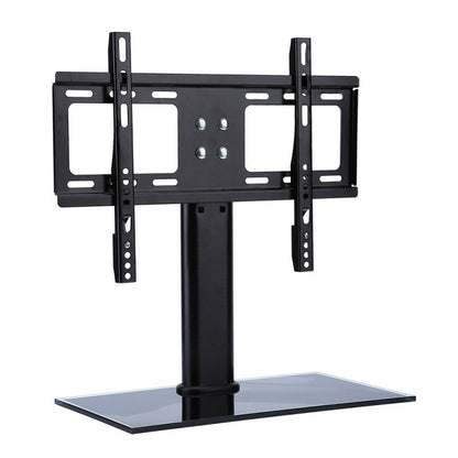 Universal TV stand TV bracket showing black glass base