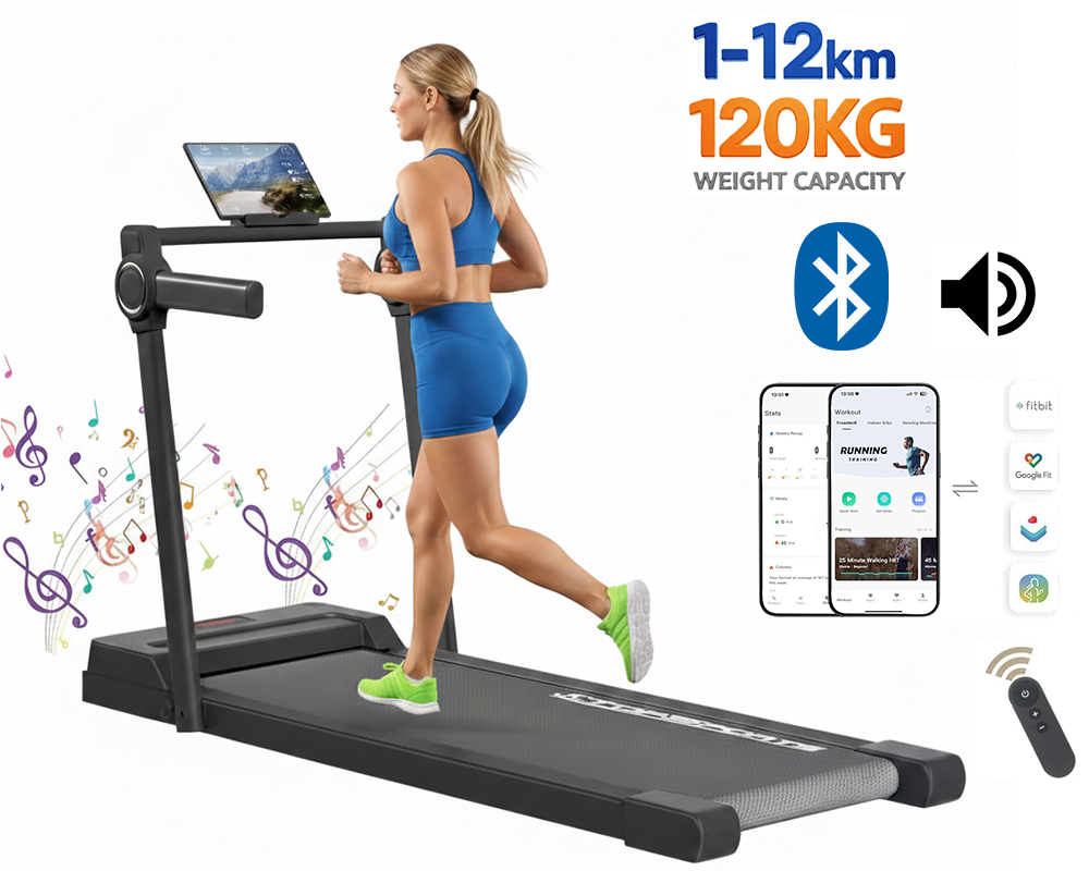 Bluetooth walking pad treadmill remote control in hand
