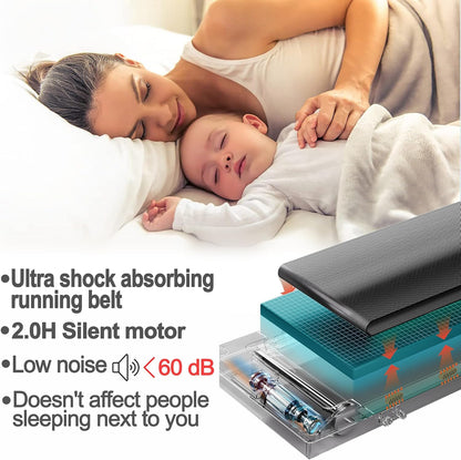 User walking on foldable walking pad treadmill indoors