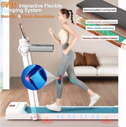 Walking pad treadmill showing adjustable speed settings