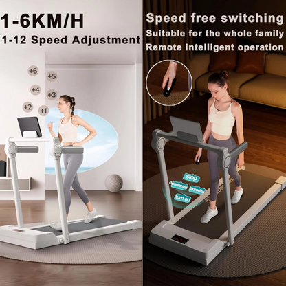 Foldable walking pad treadmill with app control on smartphone