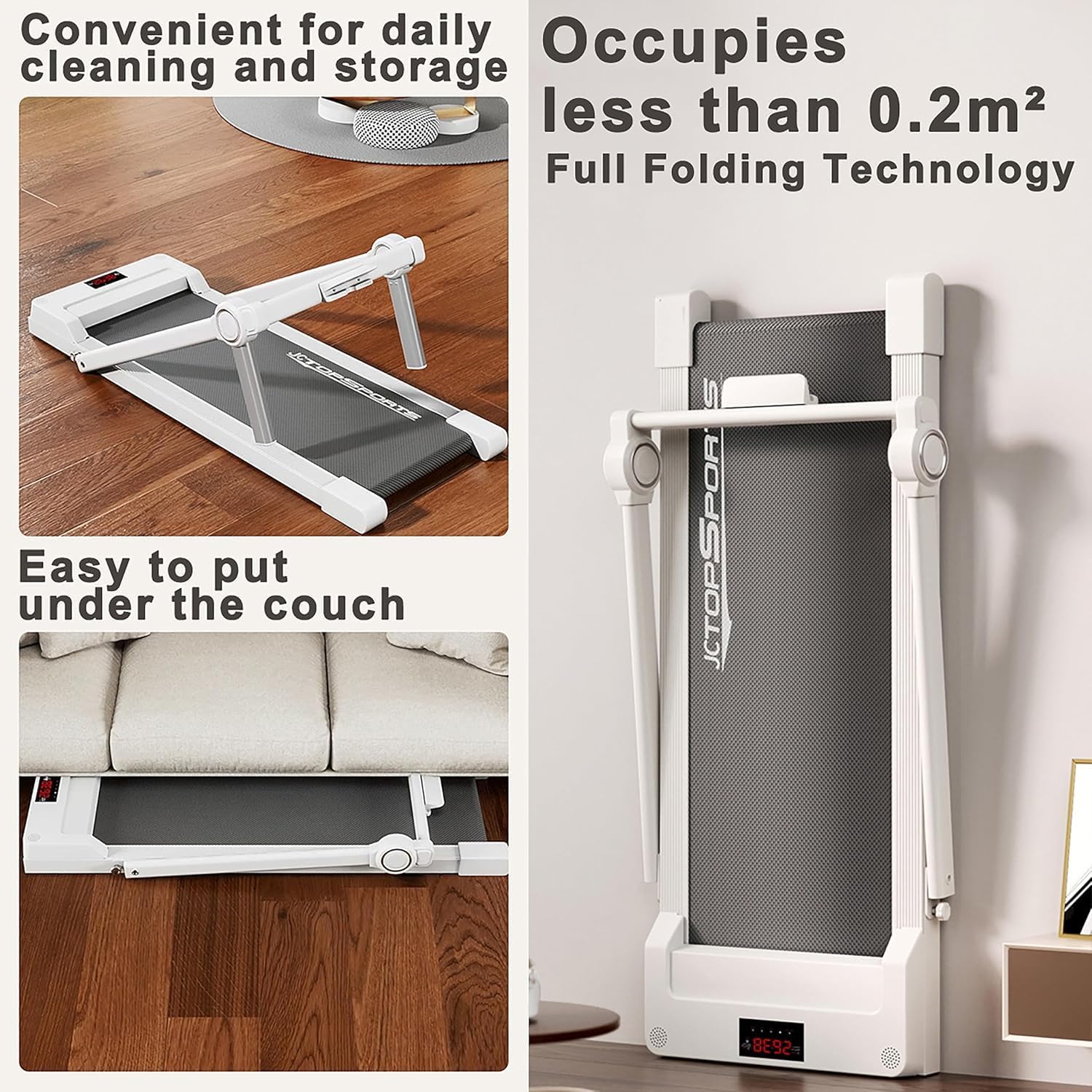 Walking pad treadmill folded flat for easy storage