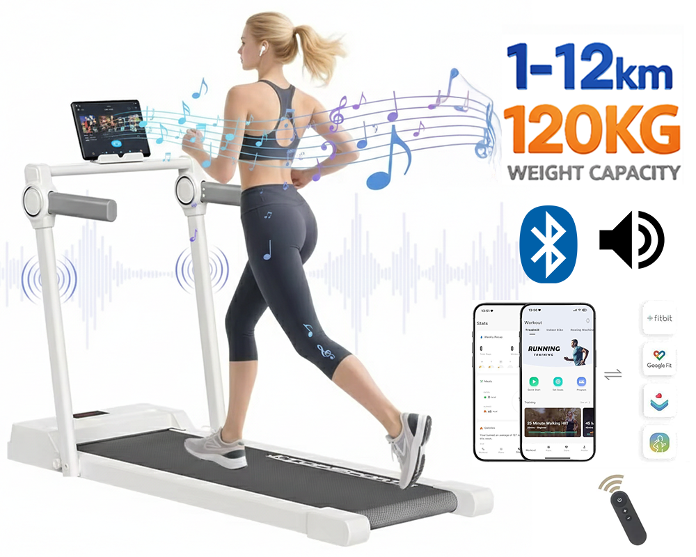 Bluetooth control panel on foldable walking pad treadmill