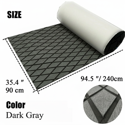 Side view of marine carpet boat flooring mat with adhesive backing