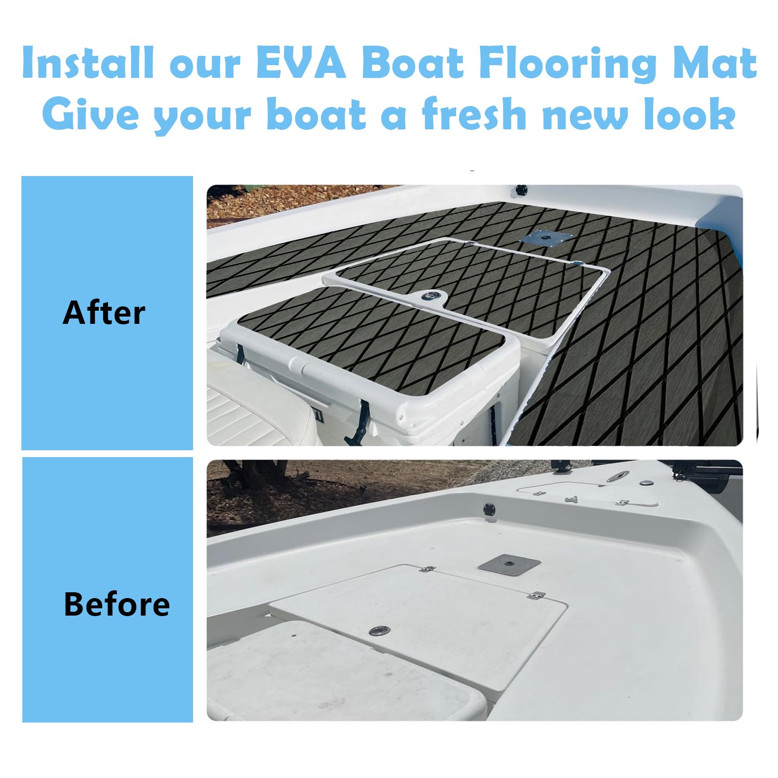 Boat flooring mat applied on RV floor for added comfort