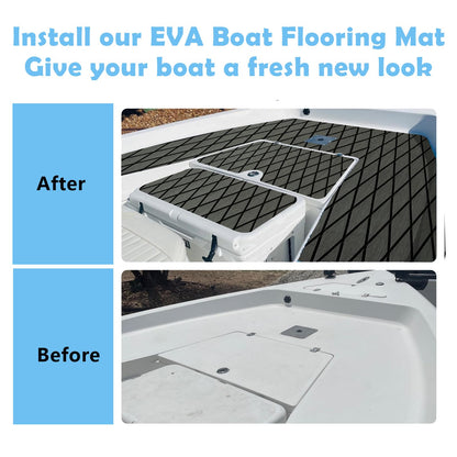 Boat flooring mat applied on RV floor for added comfort