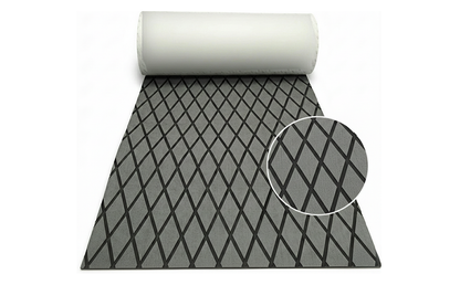 Close-up of non-slip diamond block pattern on boat flooring mat