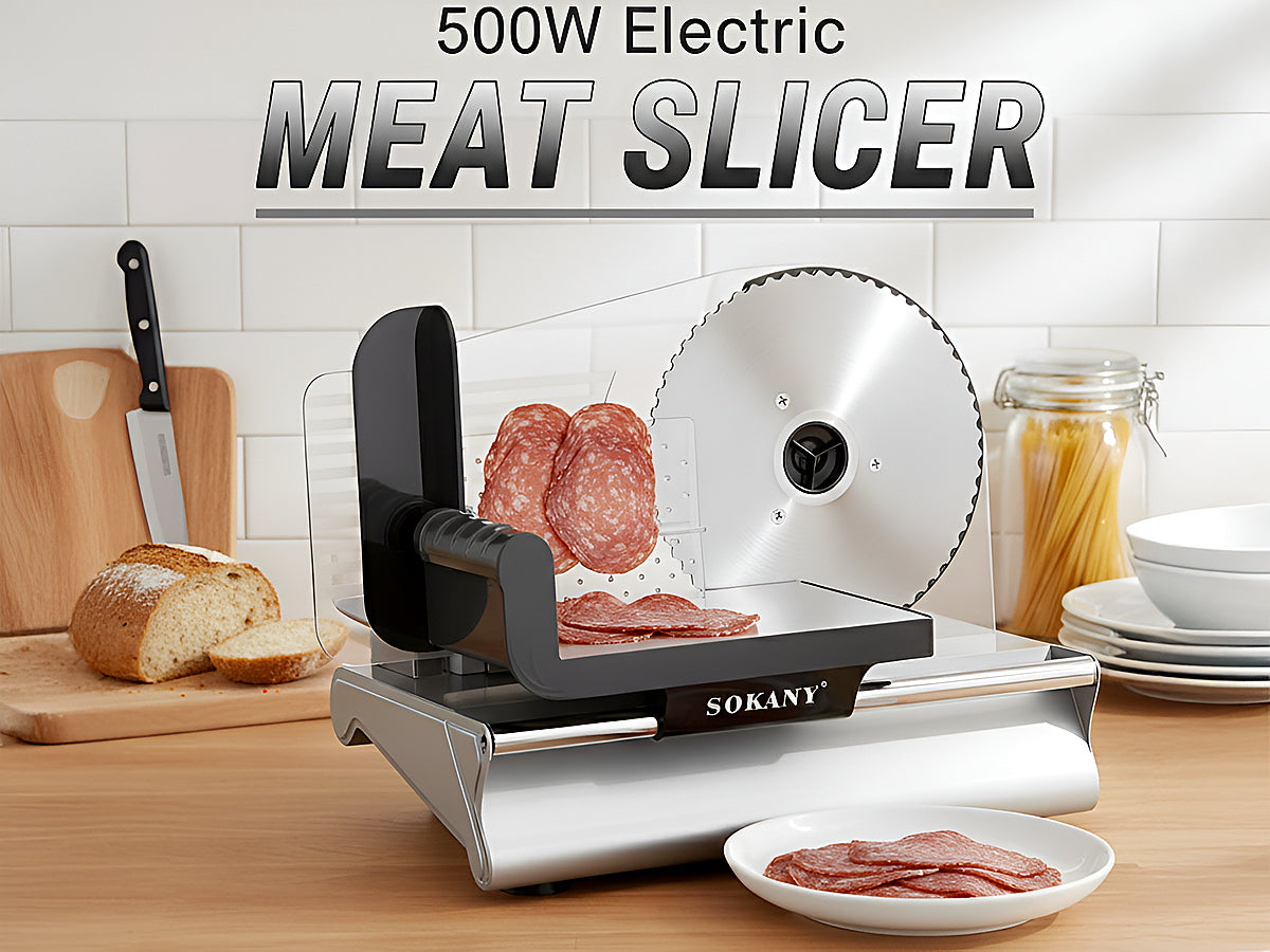 Electric Meat & Bread Slicer 500W – Adjustable Thickness