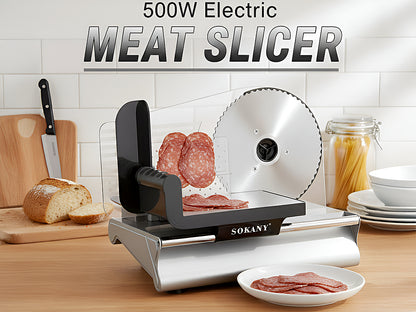 Electric Meat & Bread Slicer 500W – Adjustable Thickness