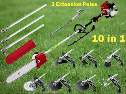 High-Powered Brush Weed Cutter Saw Hedge Trimmer 10 in 1