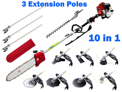 High-Powered Brush Weed Cutter Saw Hedge Trimmer 10 in 1
