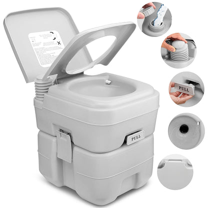 Portable toilet for camping 20L showing light grey body