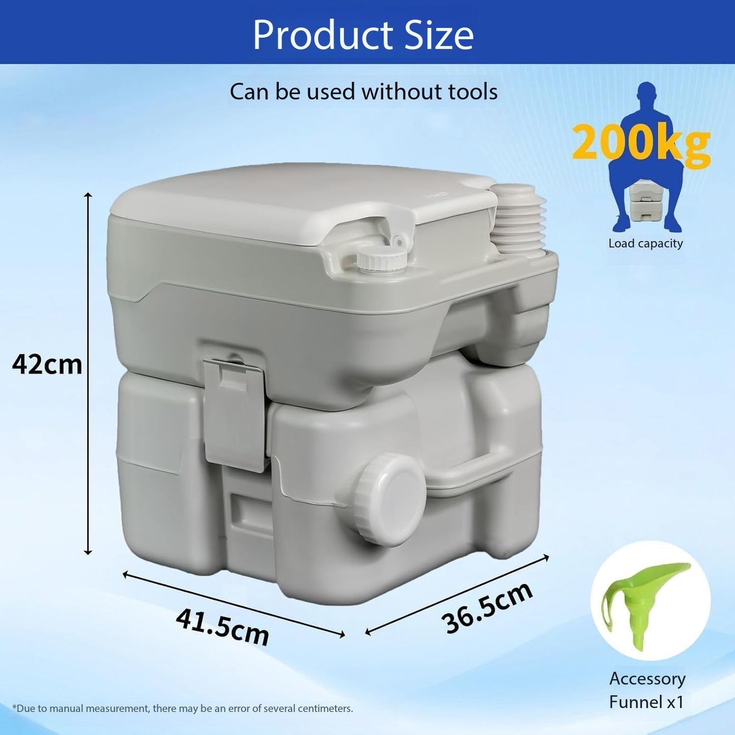 Portable camping toilet 20L with detachable waste tank