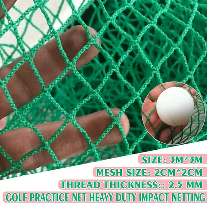 Weather resistant golf practice net in outdoor setting