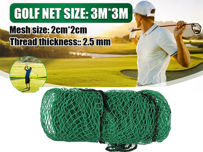 Top angle showing mesh size of golf practice net