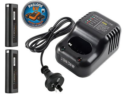 Paslode Battery Charger with 2 Batteries 2Ah