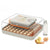 Automatic egg incubator showing orange plastic body and digital display