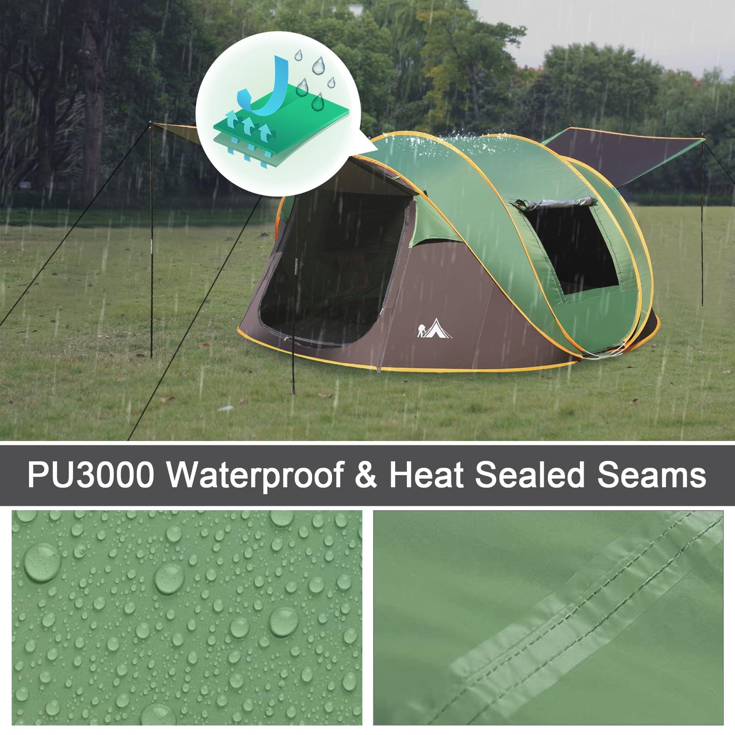 Camping tent 4-6 person folded compactly in carry bag for easy transport