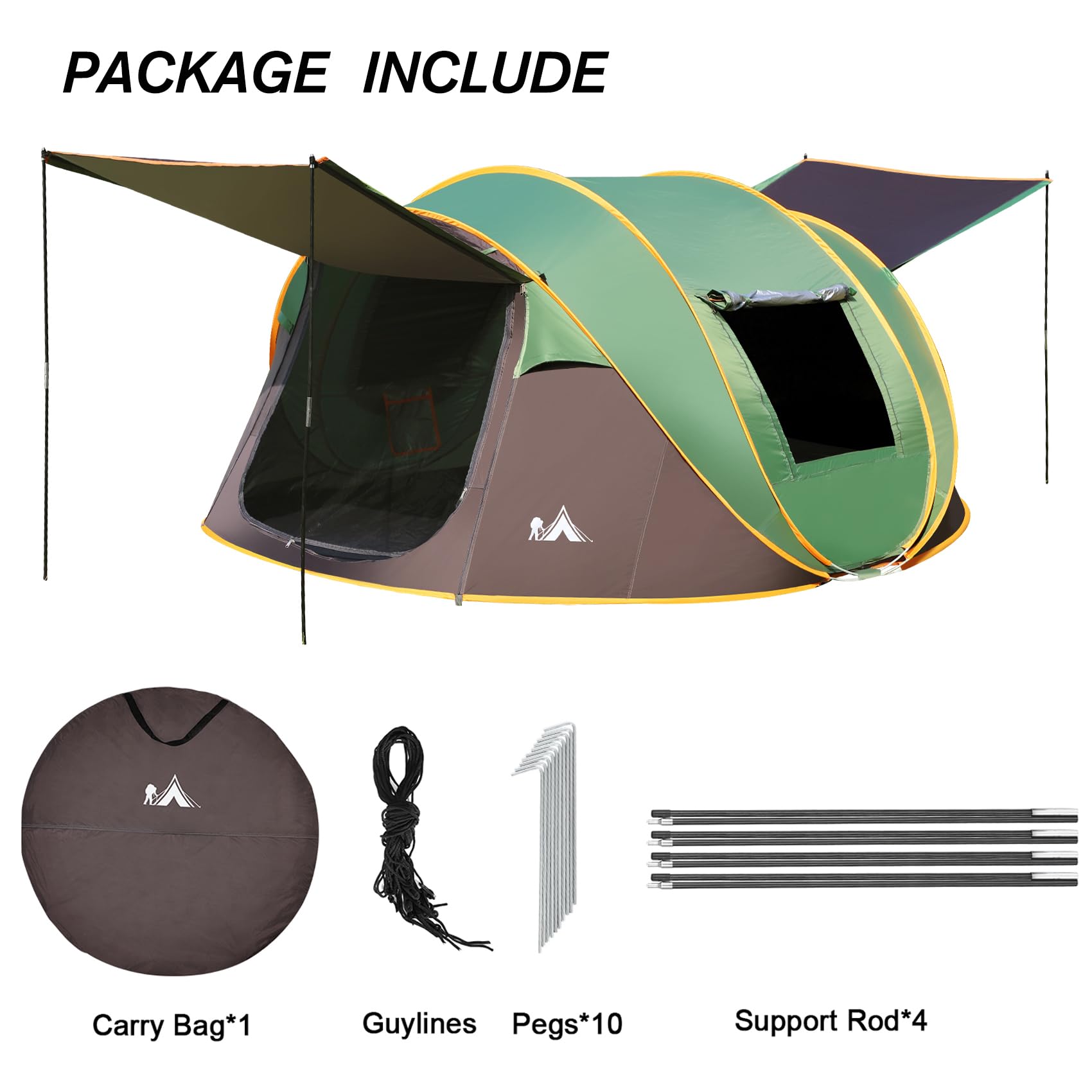 Camping tent 4-6 person showing taped floor seams for waterproofing