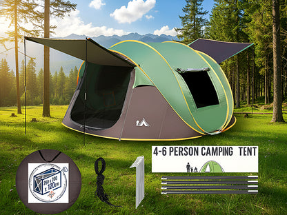 Close-up of waterproof 210D Oxford fabric on camping tent 4-6 person